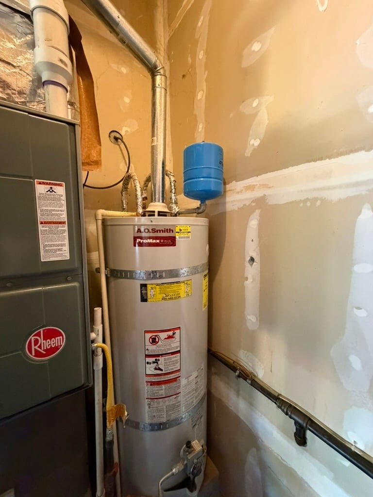 Traditional tank water heater with expansion tank - before